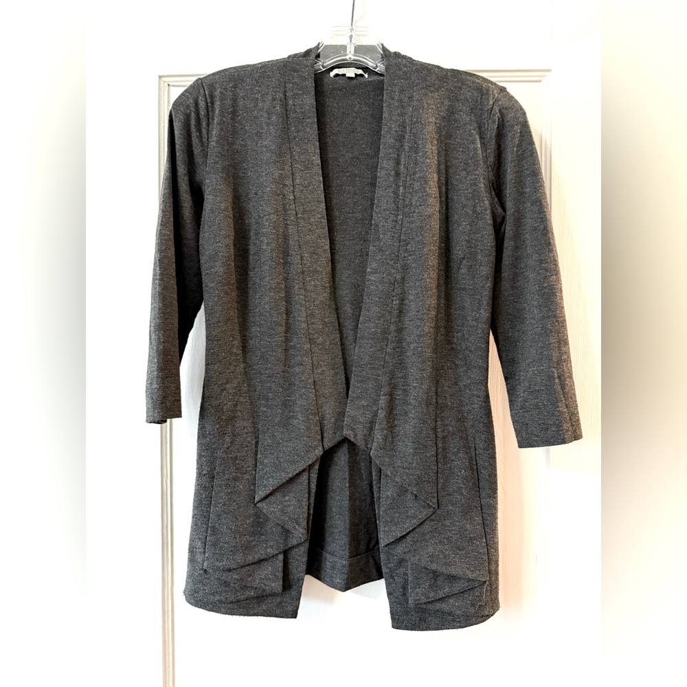 Anthropologie | Bordeaux Gray Draped Open Front Cardigan - XS